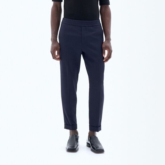 Filippa K Men’s Navy Blue Terry Cropped Trouser Pants New - Picture 1 of 7
